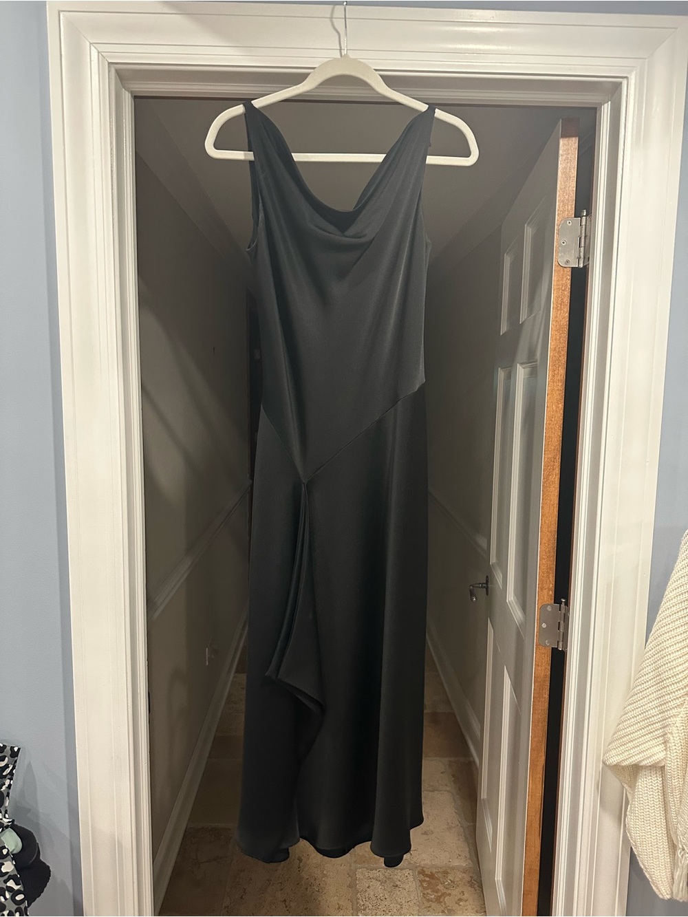 Black Draped Cowl Neck Maxi Dress fits 4/6